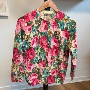 Vintage Angelon by Darlene Angora Rabbit & Lambswool Floral Cardigan, sz Small